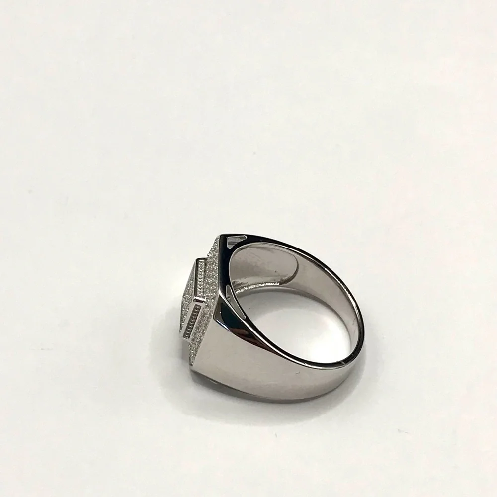 925 Sterling Silver Pavé Square Men’s Ring 1.50CT MOISSANITE Size 9